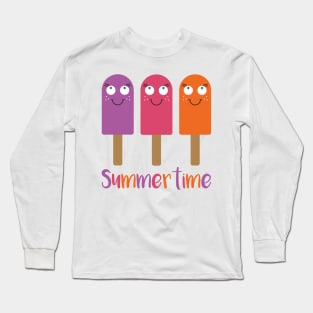 Happy Smiling Summertime Ice Cream Lollies Long Sleeve T-Shirt